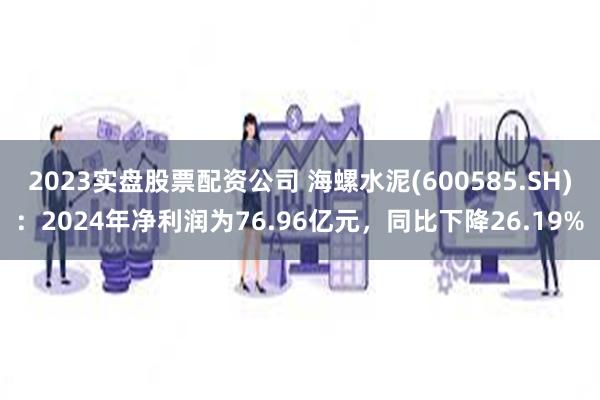 2023实盘股票配资公司 海螺水泥(600585.SH)：2024年净利润为76.96亿元，同比下降26.19%